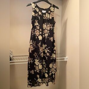 Studio 1 Petite sleeveless black and tan floral dress size 14P
